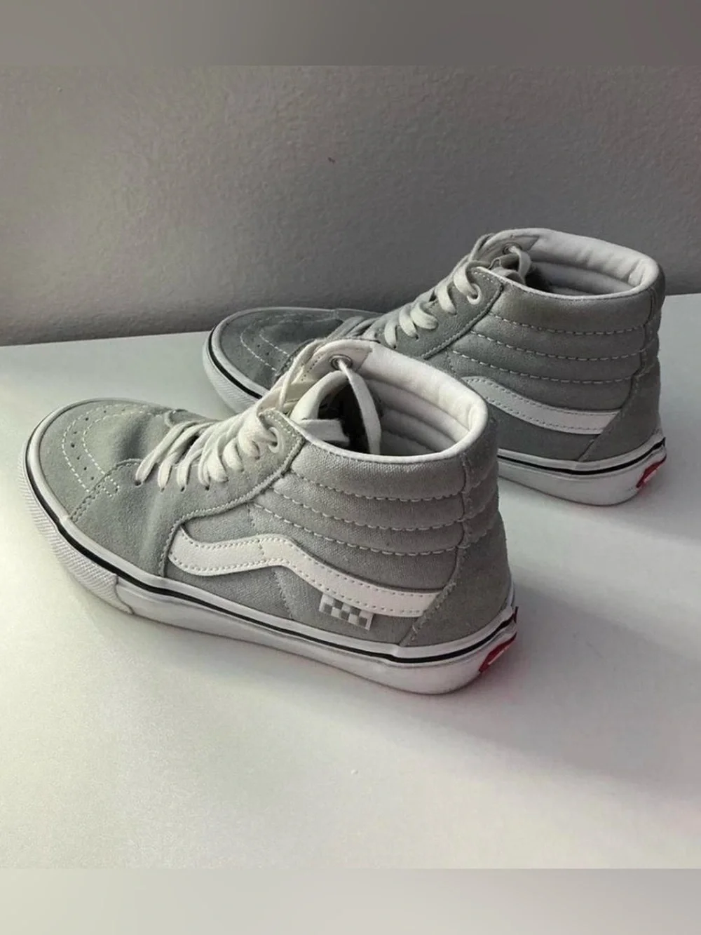 Vans Gray and White Sk8-Hi Suede High-Top Sneakers
